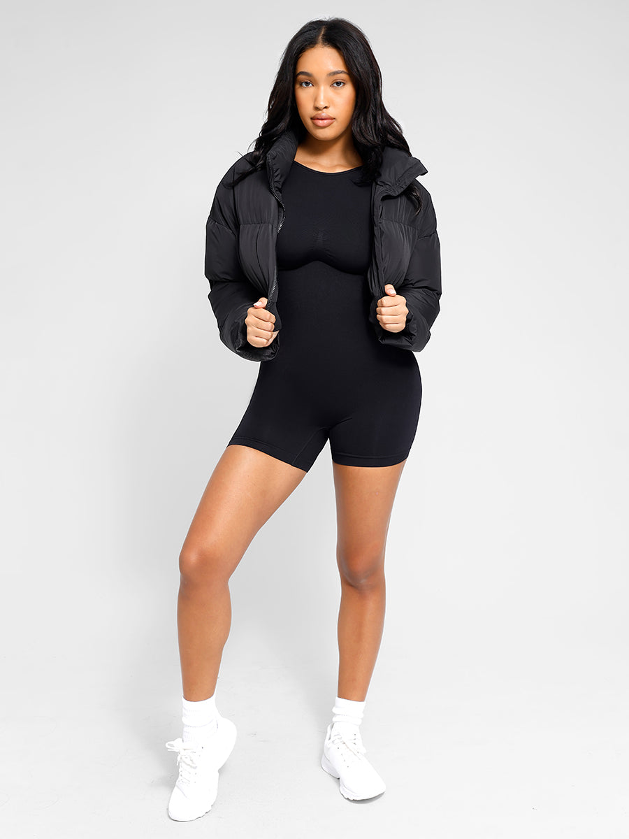 Built-In Shapewear High-Neck Romper