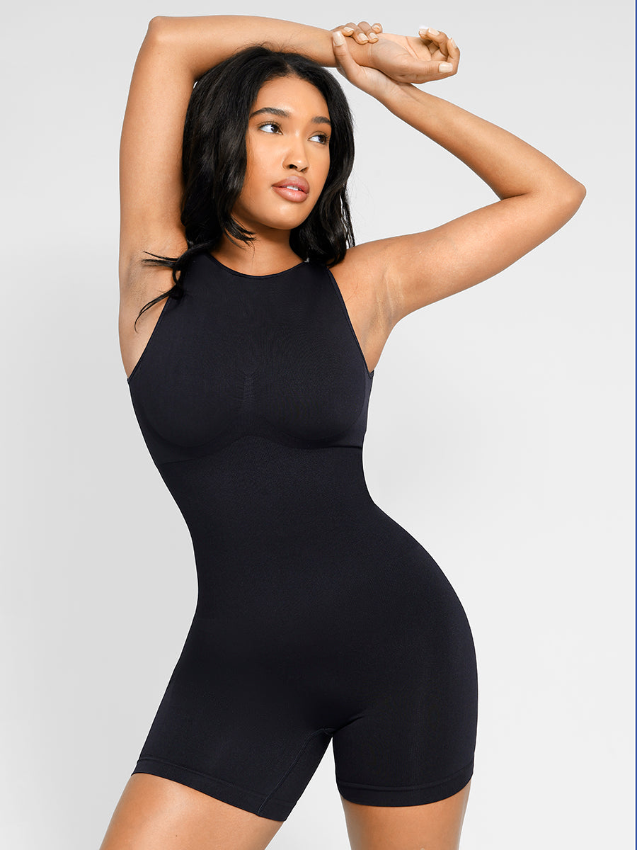 Built-In Shapewear High-Neck Romper