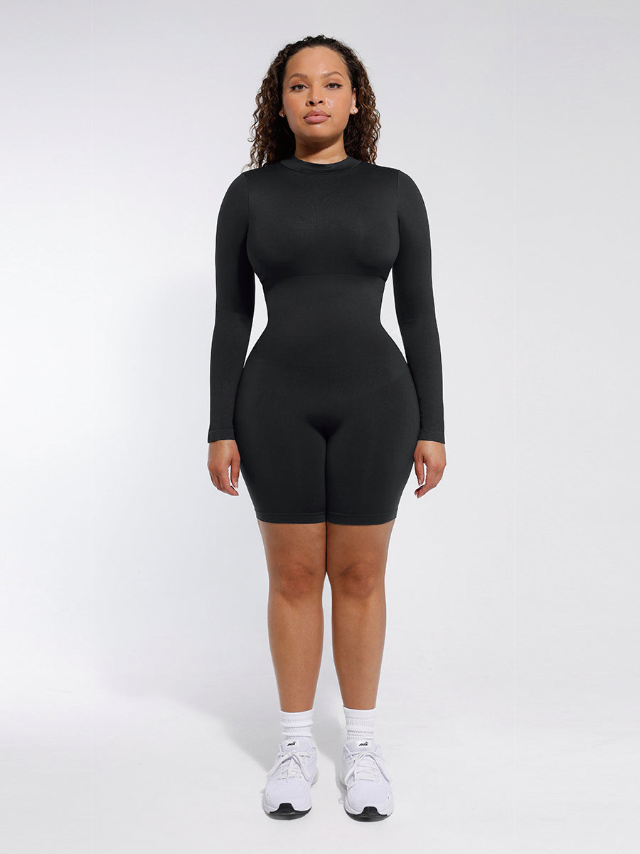 Long Sleeve Crew Neck Shapewear Jumpsuit
