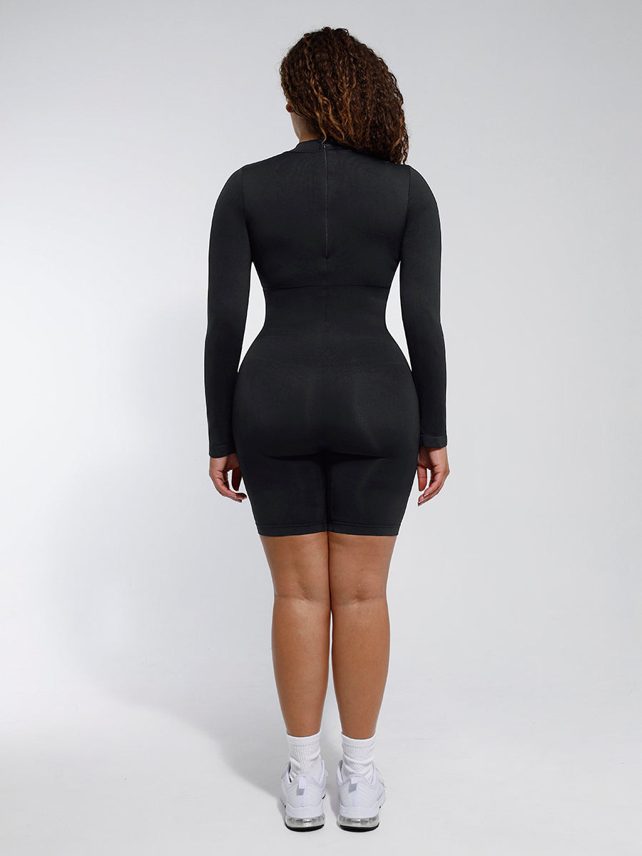 Long Sleeve Crew Neck Shapewear Jumpsuit