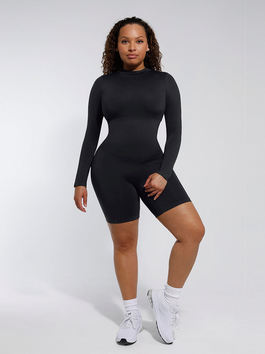 Long Sleeve Crew Neck Shapewear Jumpsuit