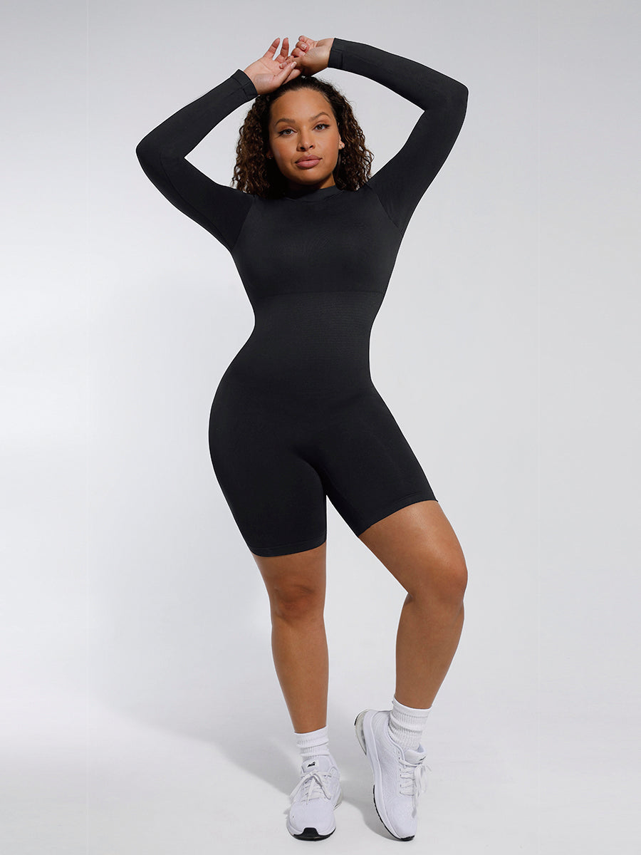 Long Sleeve Crew Neck Shapewear Jumpsuit