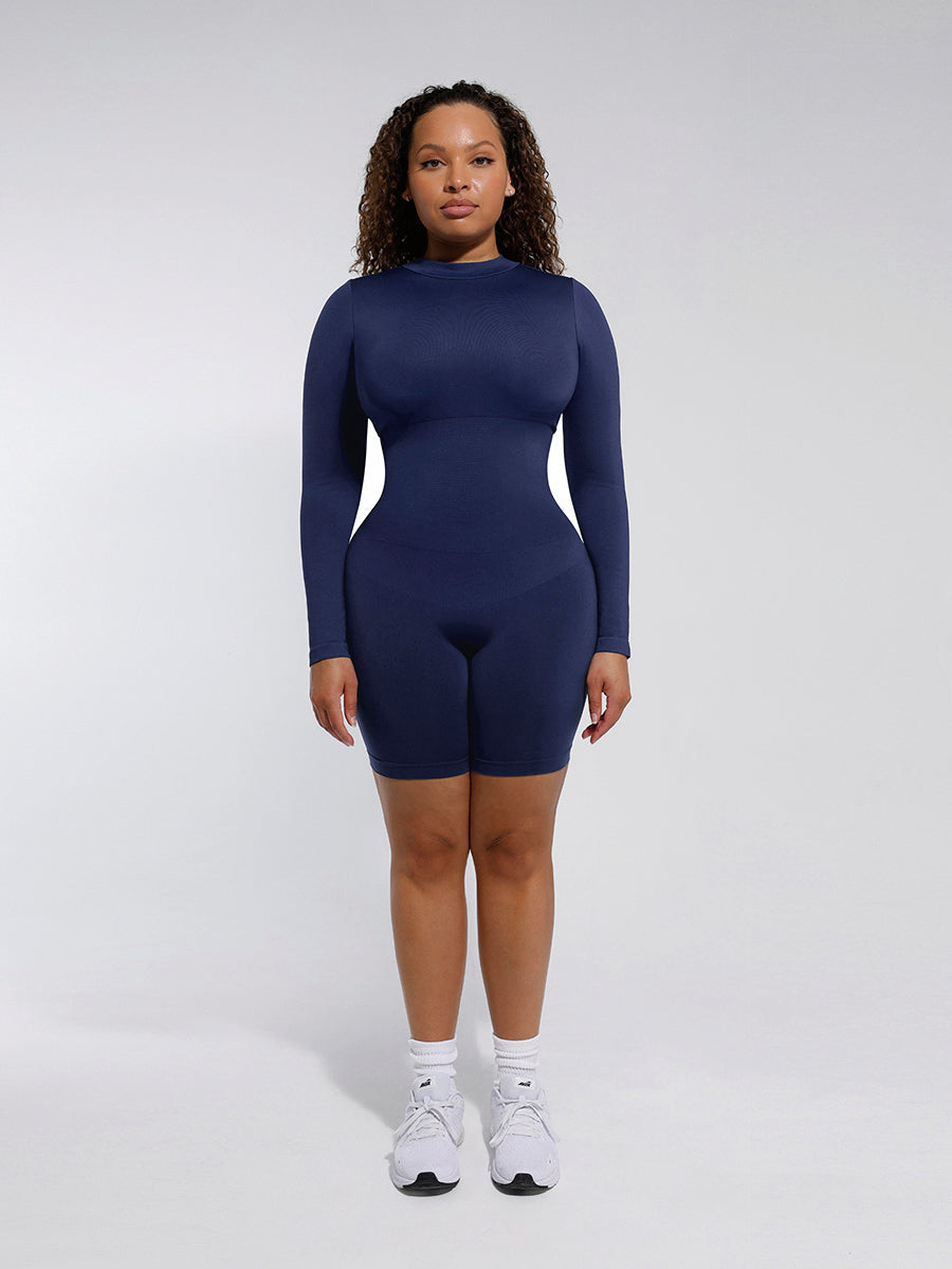 Long Sleeve Crew Neck Shapewear Jumpsuit