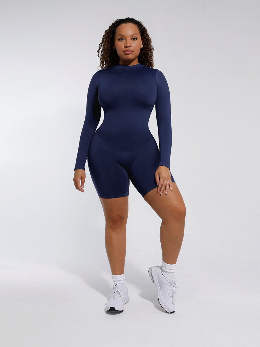 Long Sleeve Crew Neck Shapewear Jumpsuit