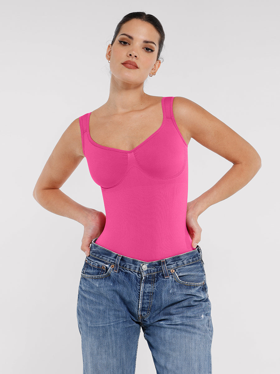 Seamless Sculpting Diamond Neck Brief Bodysuit