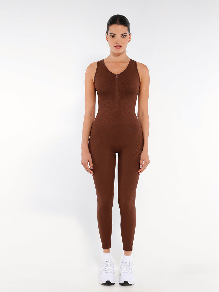 Seamless Zip-Up Shapewear Jumpsuit