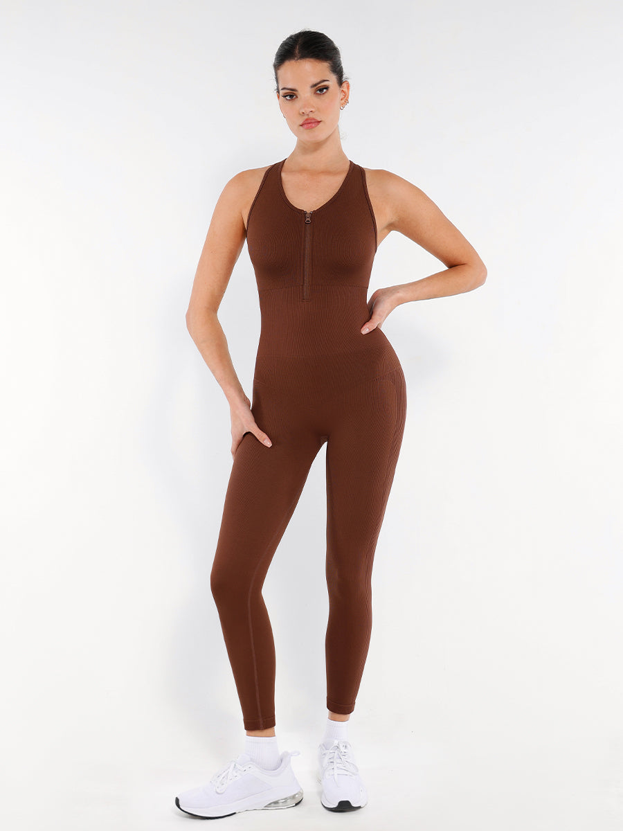 Seamless Zip-Up Shapewear Jumpsuit