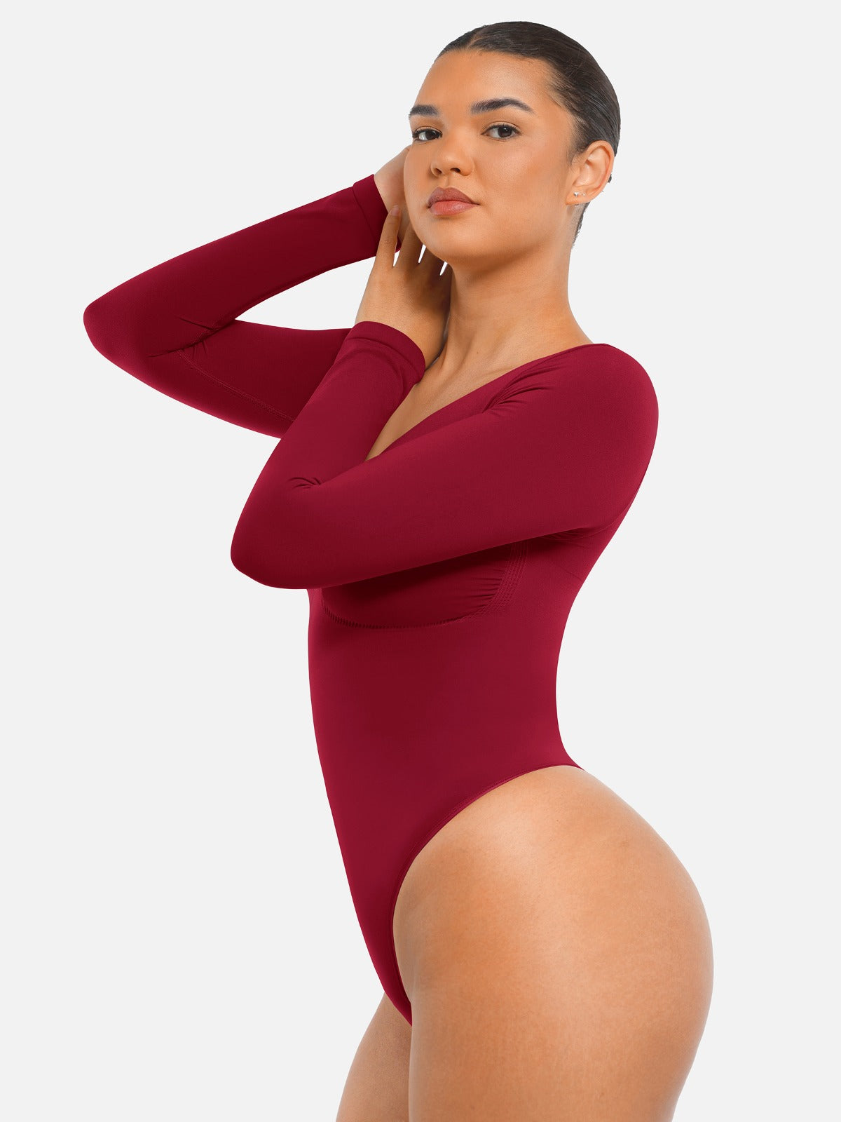 Seamless Long Sleeve Tummy Control Thong Bodysuit