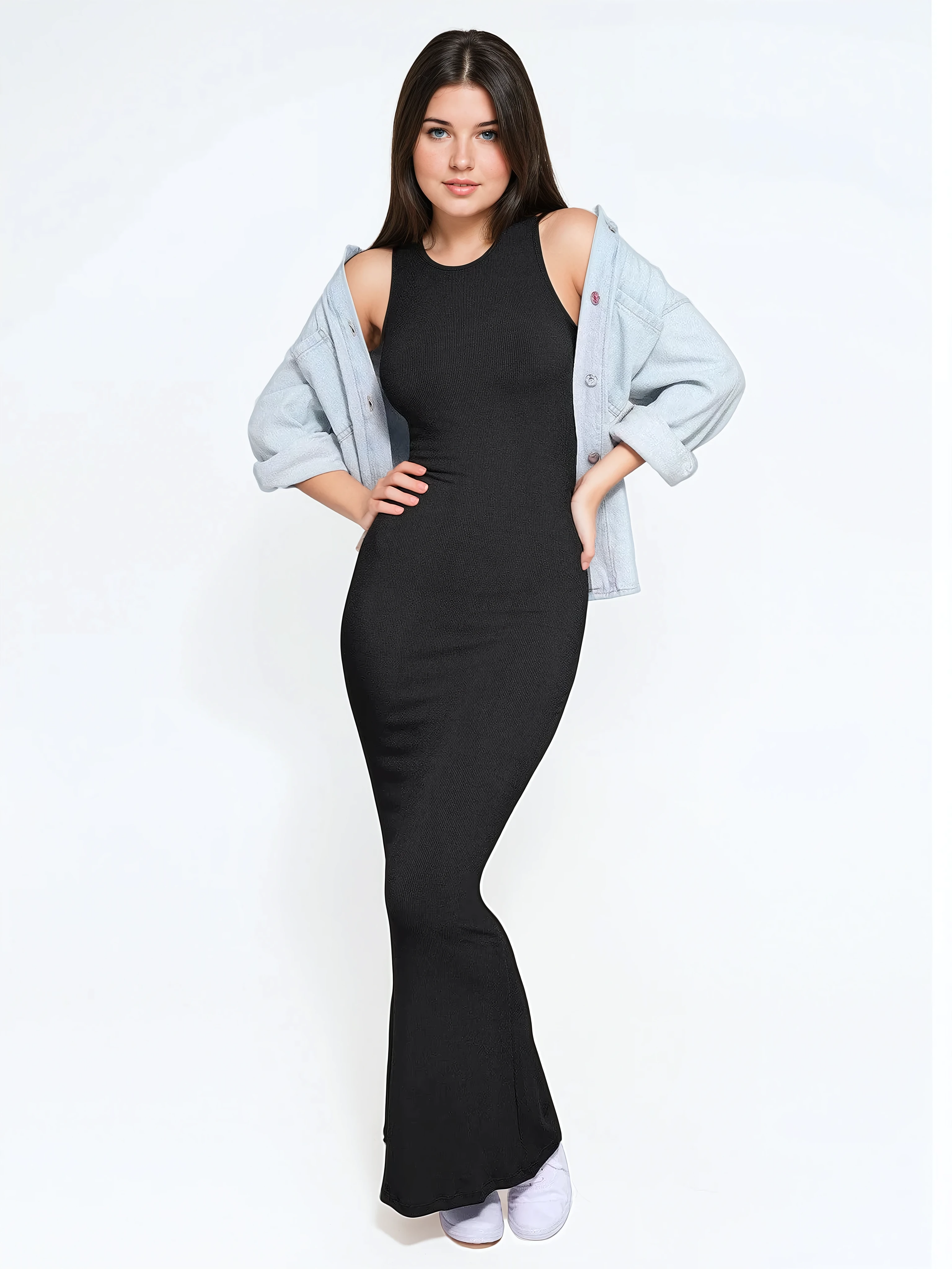 Crew Neck Maxi Shapewear Dress