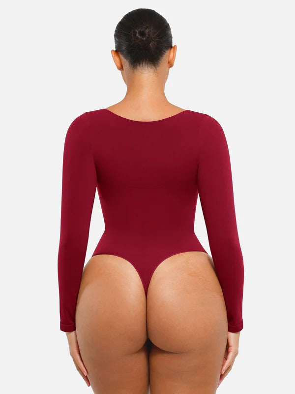 Seamless Long Sleeve Tummy Control Thong Bodysuit
