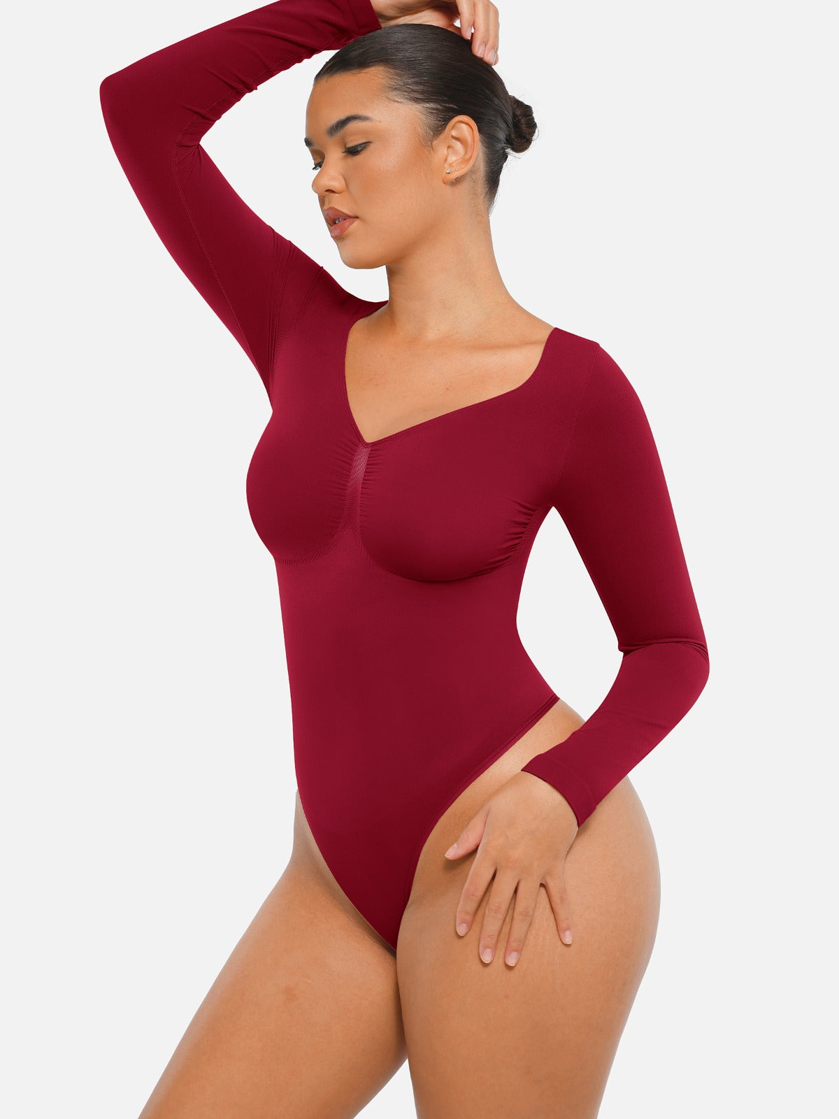 Seamless Long Sleeve Tummy Control Thong Bodysuit