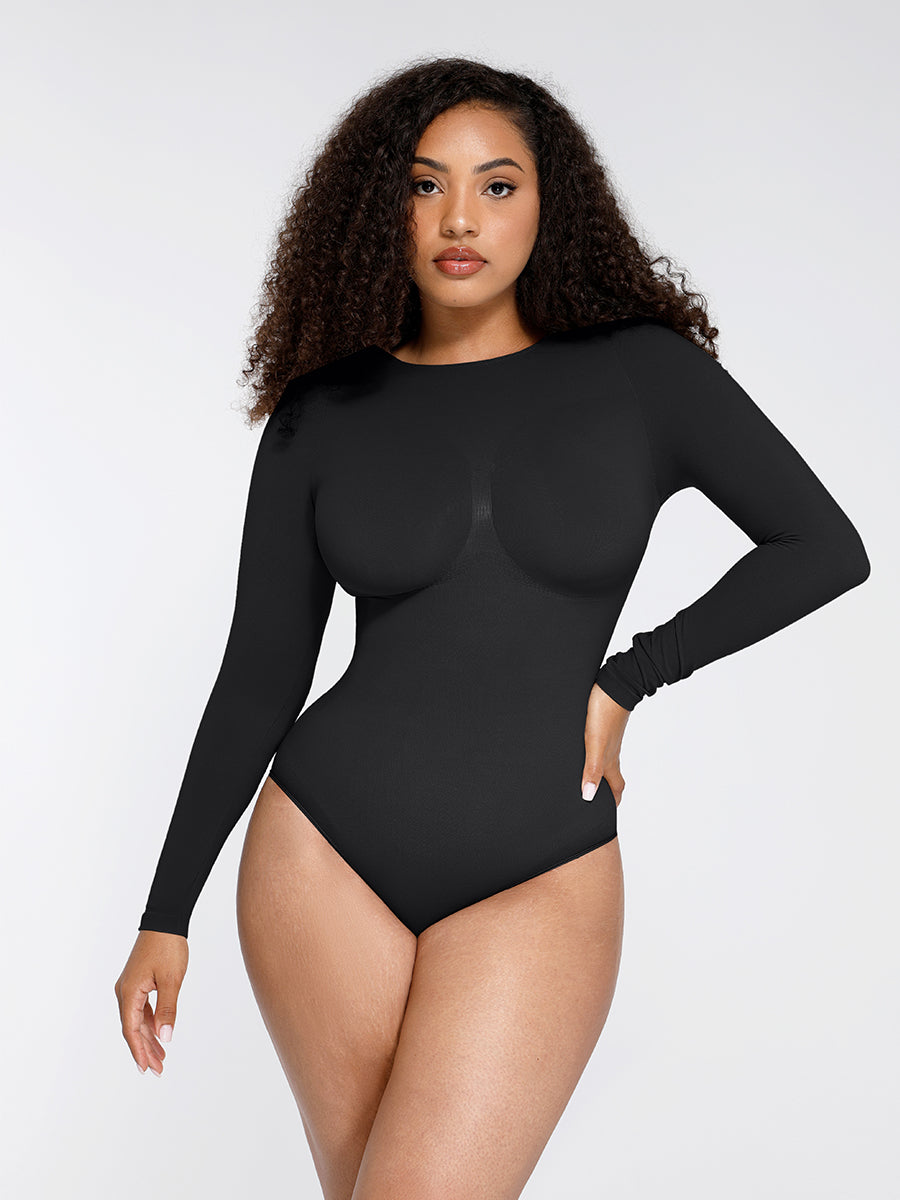 Long Sleeve Tummy Control Thong Bodysuit