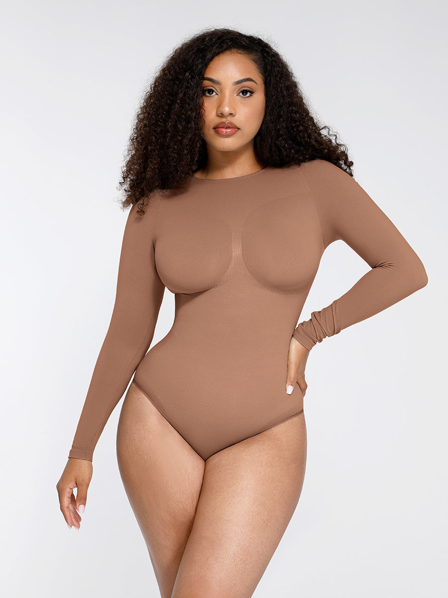 Long Sleeve Tummy Control Thong Bodysuit