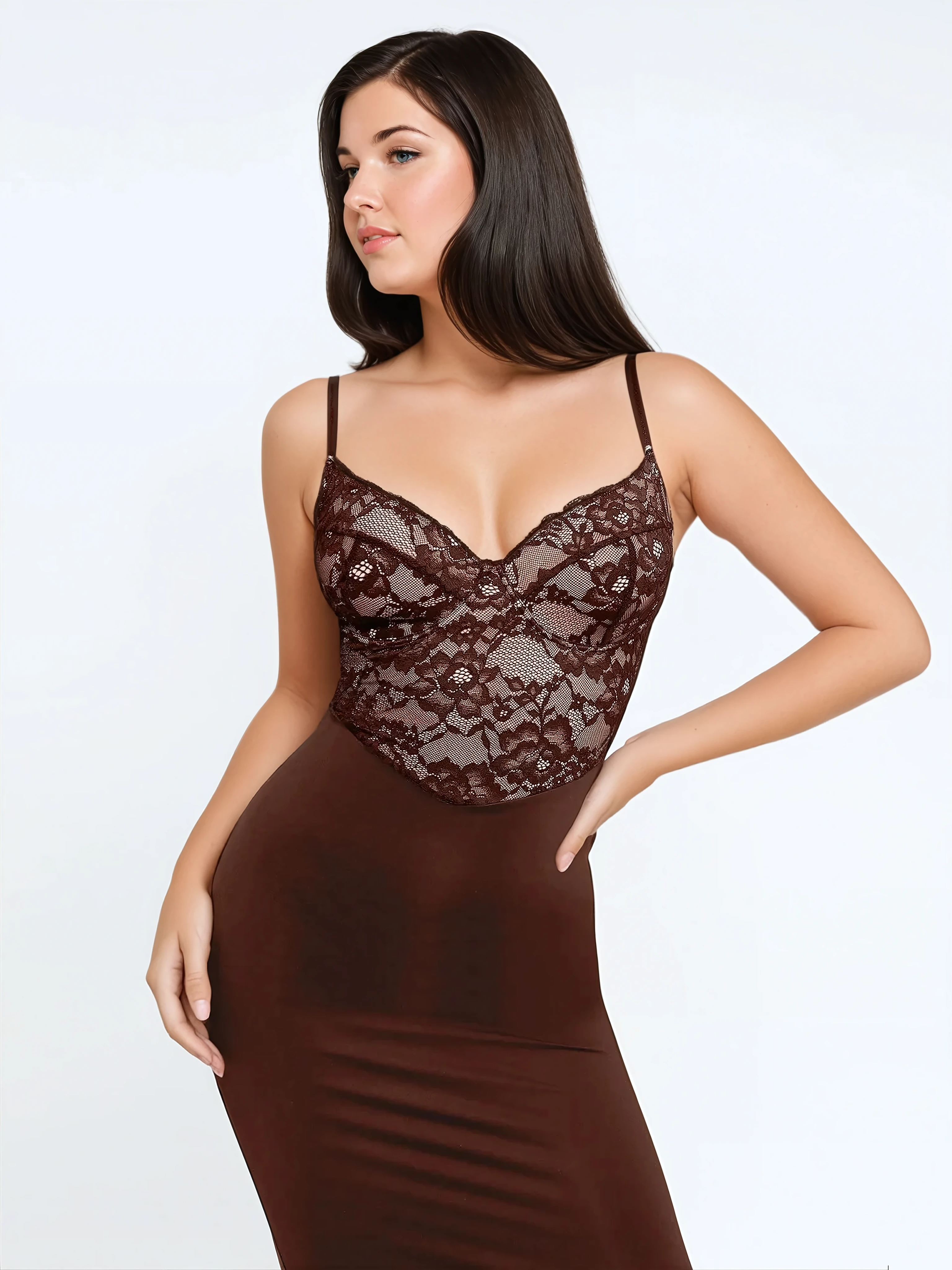 Shapewear Sculpting Lace Corset Midi Dress